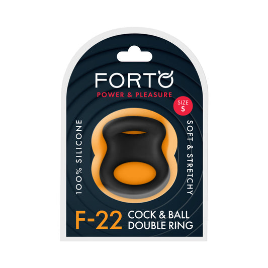 Forto F-22 Liquid Silicone Cock & Ball D-Ring – Small – Black