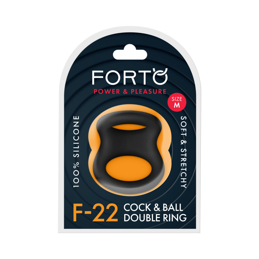 Forto F-22 Liquid Silicone Cock & Ball D-Ring – Medium – Black