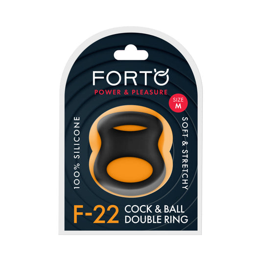 Forto F-22 Liquid Silicone Cock & Ball D-Ring – Medium – Black