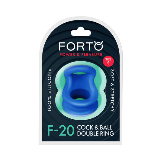 Forto F-20 Liquid Silicone Cockring & Ball Stretcher – Small – Blue
