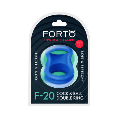 Forto F-20 Liquid Silicone Cockring & Ball Stretcher – Large Blue