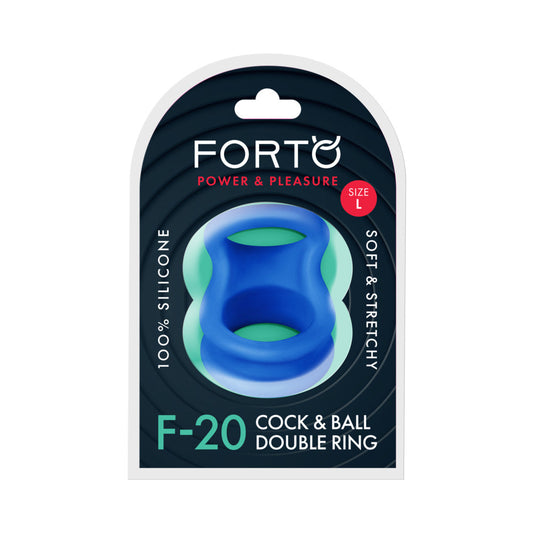 Forto F-20 Liquid Silicone Cockring & Ball Stretcher – Large Blue
