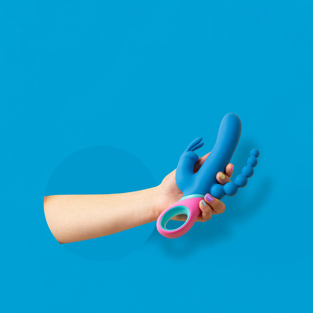 PMV20 Vice Double Vibrator – Silicone – Blue – 3 Motors, 12 Rotation Settings, 13 Vibration Settings