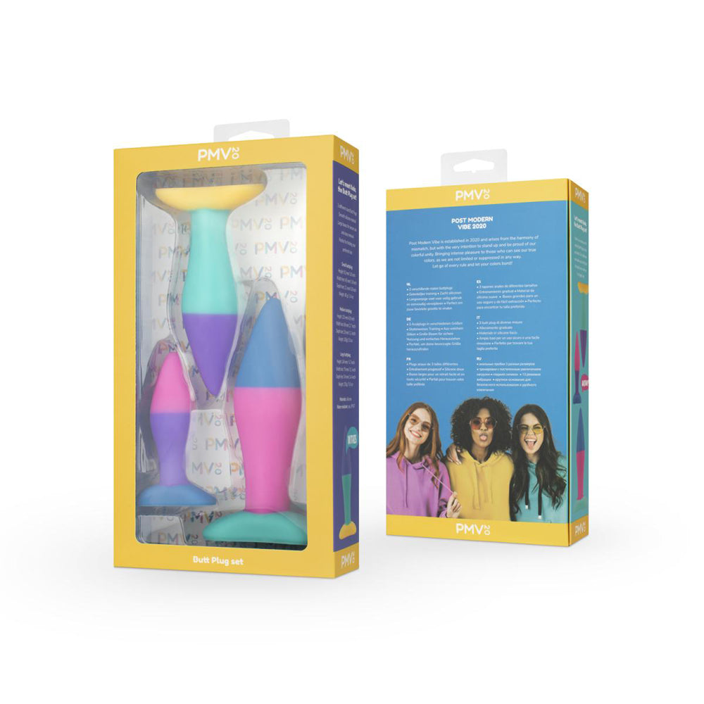 PMV20 Koda 3-Piece Butt Plug Set – Multicolor, Flexible Silicone