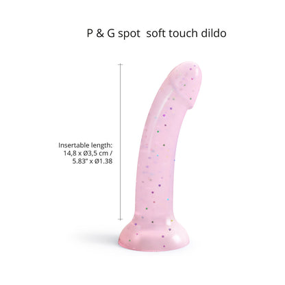 Love to Love Dildolls Starlight 6 in. Silicone Dildo with Multicolor Star Glitter - Light Pink