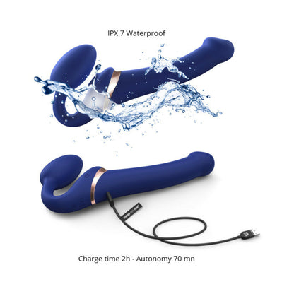 Lovely Planet Multi Orgasm Bendable Strapless Strap-On – Night Blue, Large