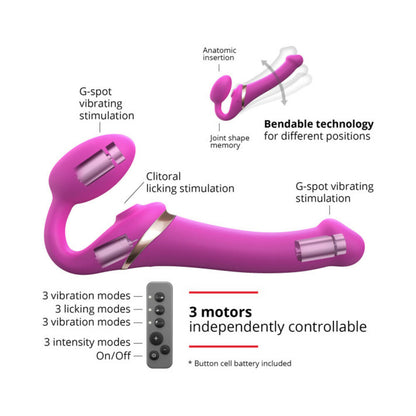 Lovely Planet Multi Orgasm Bendable Strapless Strap-On – Fuchsia – Small