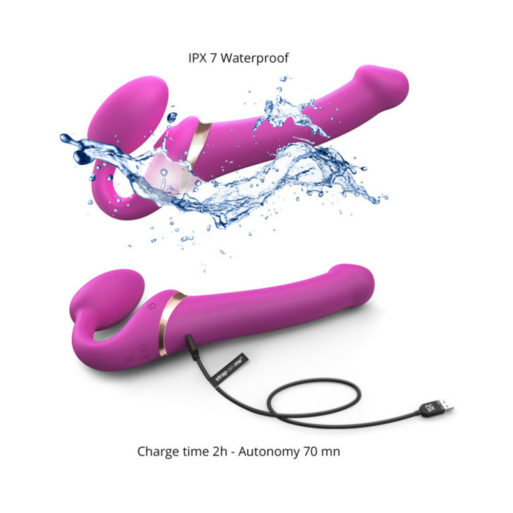 Lovely Planet Multi Orgasm Bendable Strapless Strap-On – Fuchsia – Small