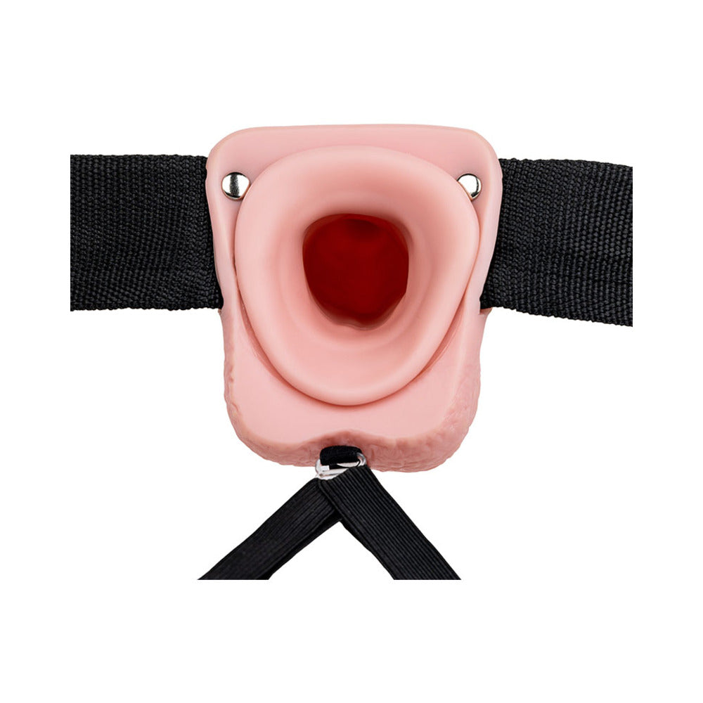 RealRock 7 in. Hollow Strap-On with Balls – Beige