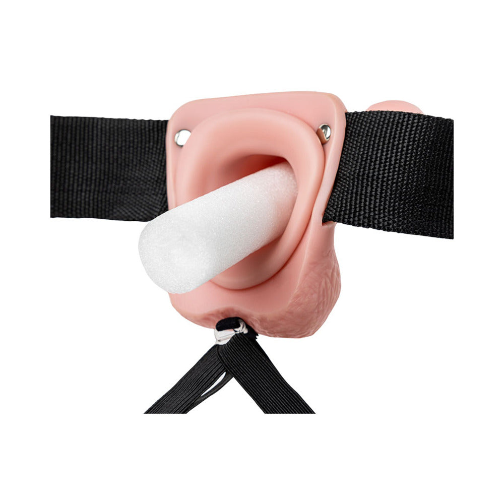 RealRock 7 in. Hollow Strap-On with Balls – Beige