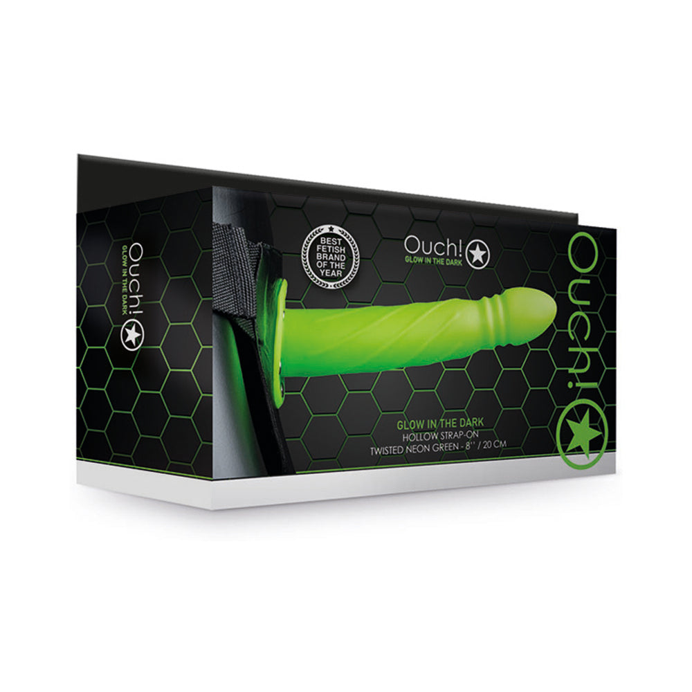 Ouch! Twisted Hollow Strap-On – Neon Green – Adjustable