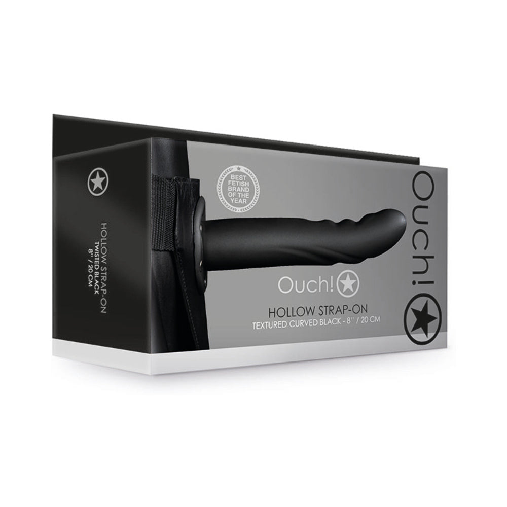 Ouch! Hollow Strap-On – Curved Textured Design – Black