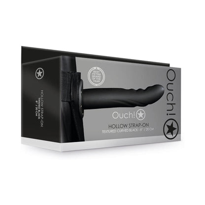 Ouch! Hollow Strap-On – Curved Textured Design – Black
