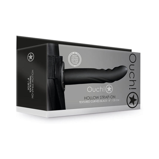Ouch! Hollow Strap-On – Curved Textured Design – Black