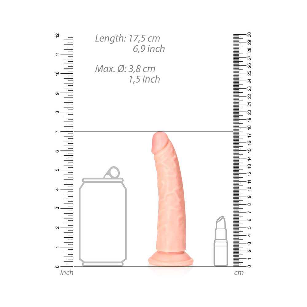 RealRock 6 in. Slim Dildo with Suction Cup – Beige