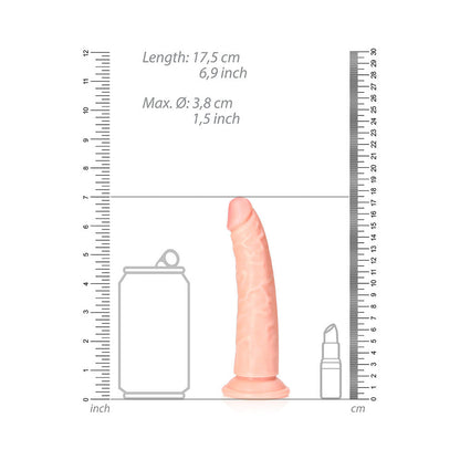 RealRock 6 in. Slim Dildo with Suction Cup – Beige