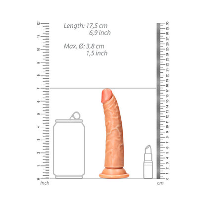 RealRock 6 in. Slim Dildo with Suction Cup - Tan