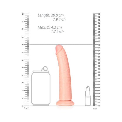 RealRock 7 in. Slim Dildo with Suction Cup for G-Spot Stimulation - Beige