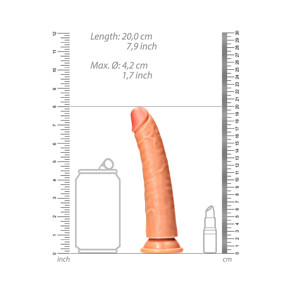 RealRock 7 in. Slim Dildo with Suction Cup – Tan