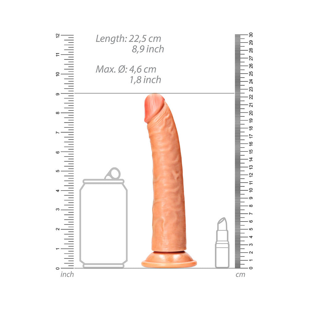RealRock Realistic 8 in. Slim Dildo with Suction Cup - Tan