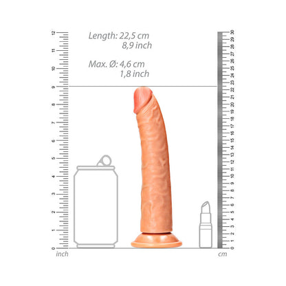 RealRock Realistic 8 in. Slim Dildo with Suction Cup - Tan