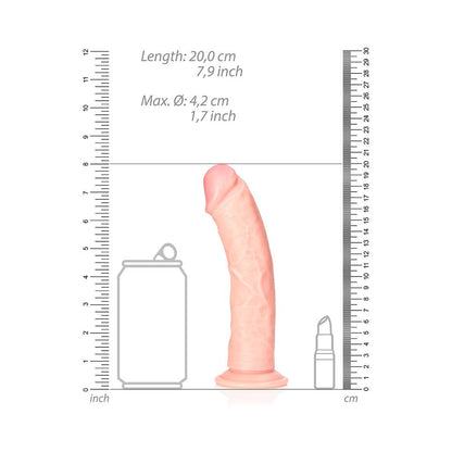 RealRock 7 in. Curved Dildo with Suction Cup - Beige