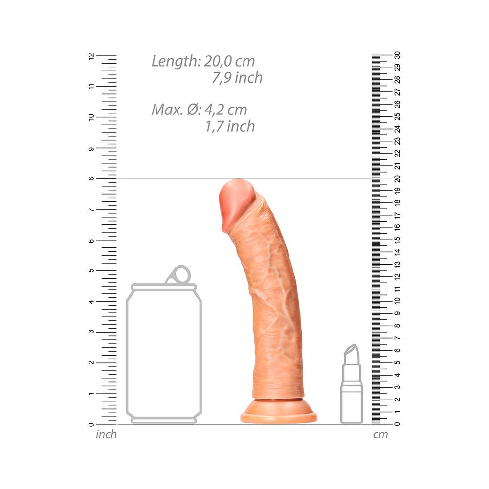 RealRock 7 in. Curved Dildo with Suction Cup – Tan