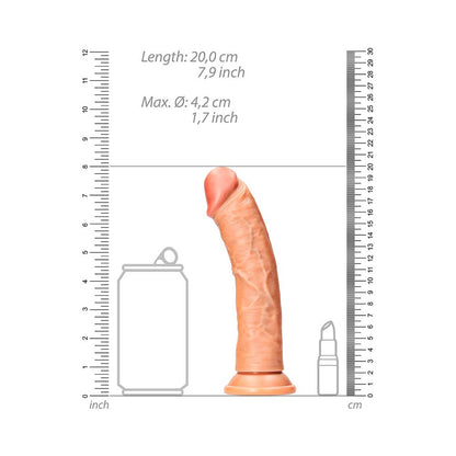 RealRock 7 in. Curved Dildo with Suction Cup – Tan