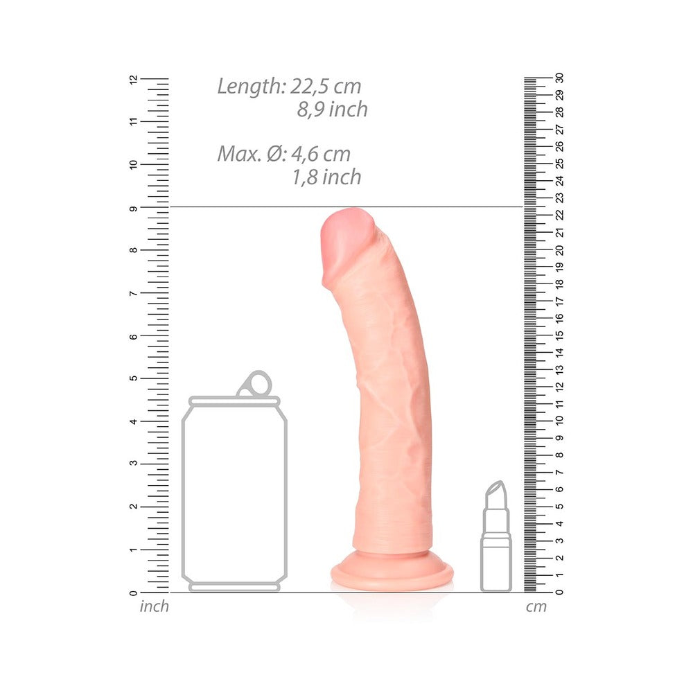 RealRock 8 in. Curved Dildo with Suction Cup – Beige