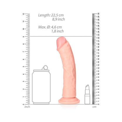 RealRock 8 in. Curved Dildo with Suction Cup – Beige