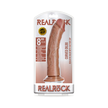 RealRock Realistic 8 in. Curved Dildo with Suction Cup – Tan
