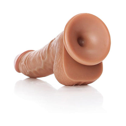 RealRock 6 in. Curved Dildo with Balls and Suction Cup - Tan