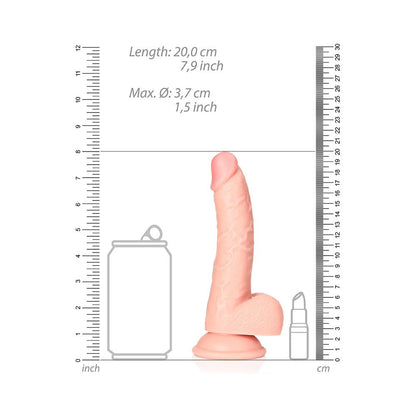 RealRock 7 in. Curved Dildo with Suction Cup - Beige