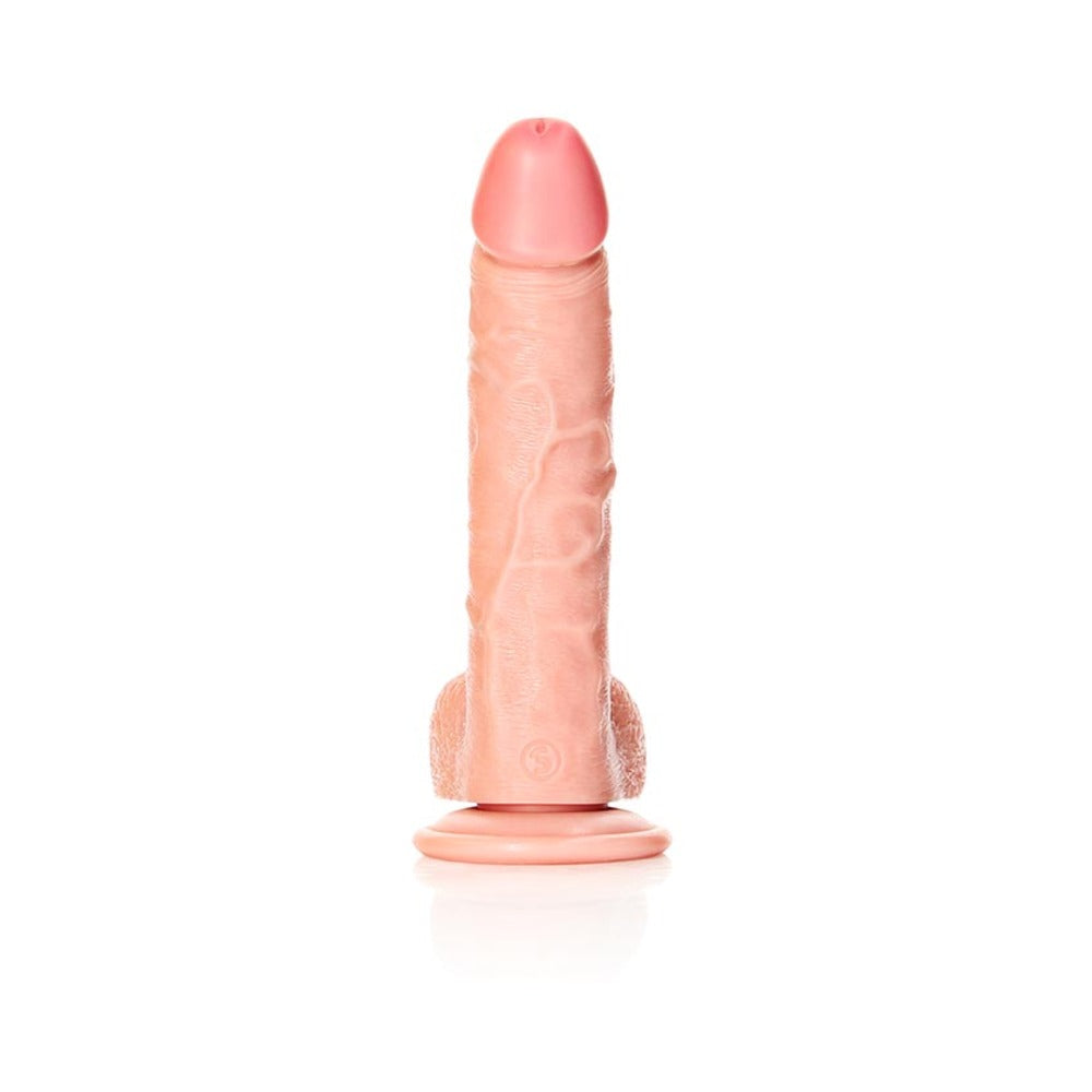 RealRock 8 in. Curved Dildo with Suction Cup - Beige