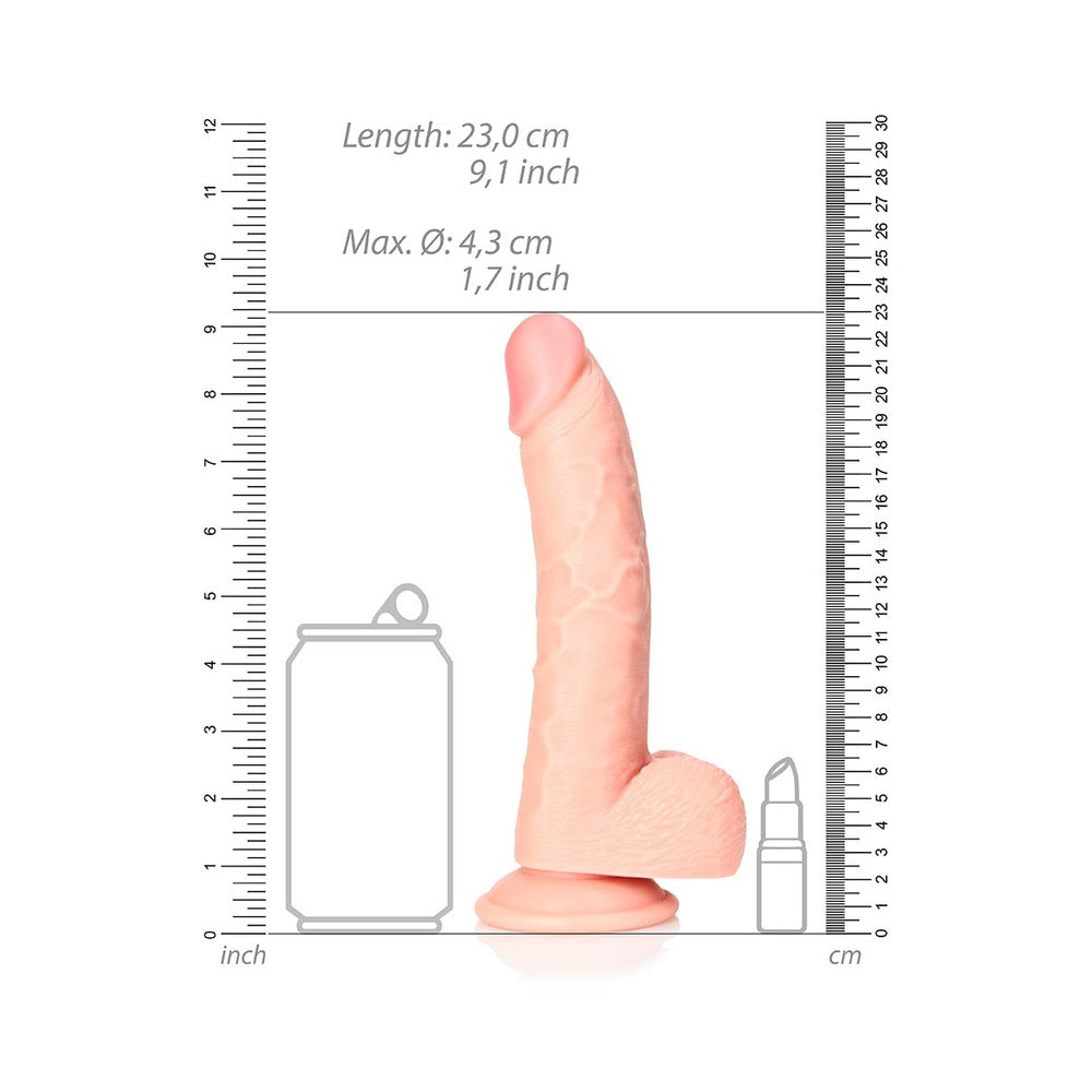 RealRock 8 in. Curved Dildo with Suction Cup - Beige