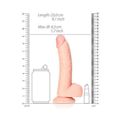 RealRock 8 in. Curved Dildo with Suction Cup - Beige
