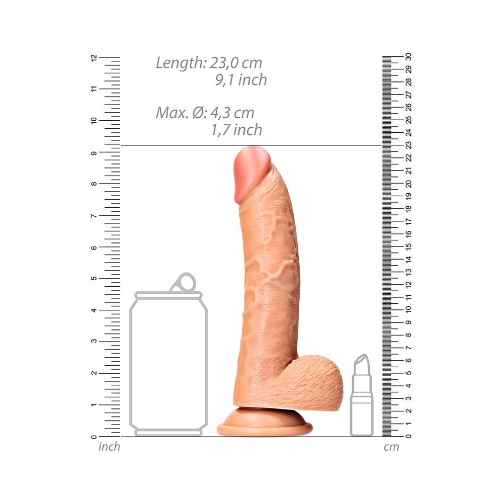 RealRock Realistic 8 in. Curved Dildo with Suction Cup - Tan