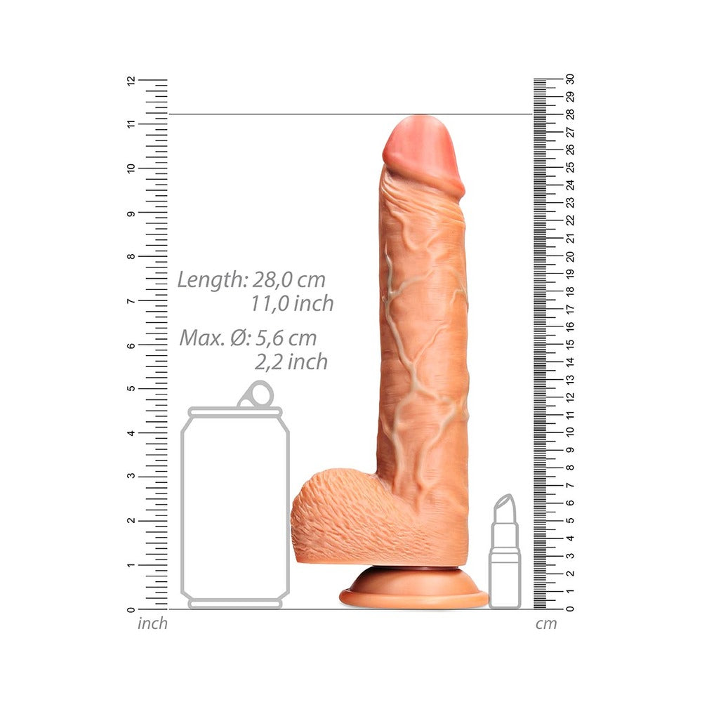RealRock 10 in. Straight Dildo with Suction Cup – Tan