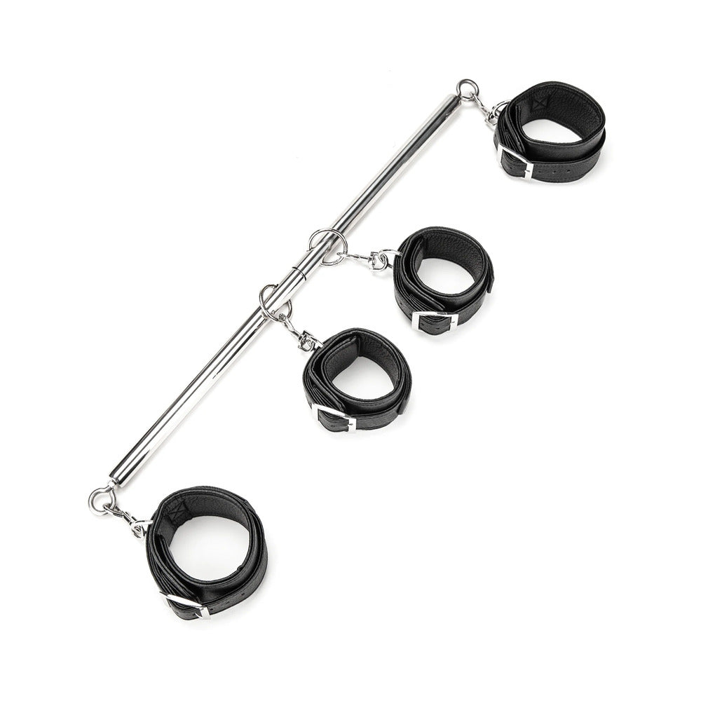 Lux Fetish Expandable Spreader Bar Set with Detachable Cuffs – Black