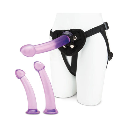 Lux Fetish Size Up 3-Piece Dildo & Harness Pegging Training Set - Purple