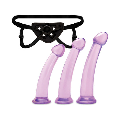 Lux Fetish Size Up 3-Piece Dildo & Harness Pegging Training Set - Purple