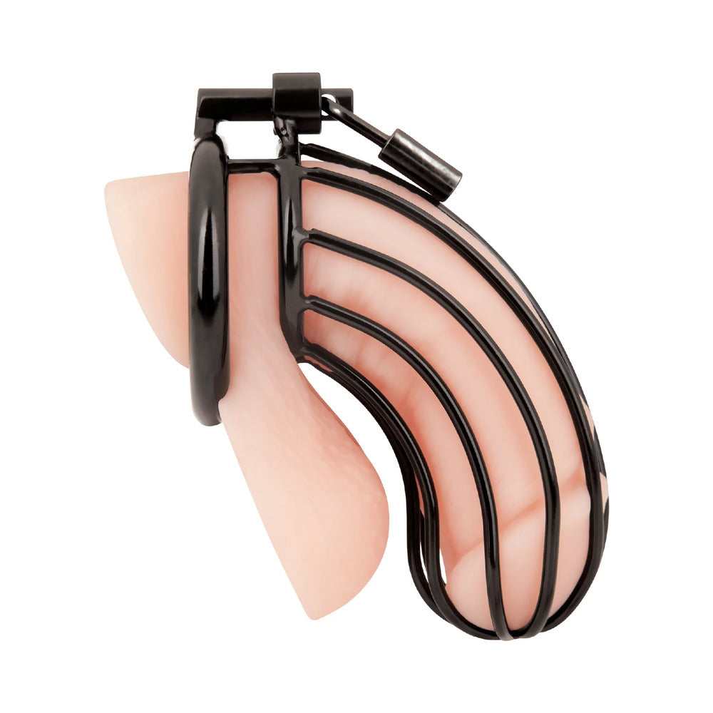 Blue Line Prisoner Cock Cage – Black – Stainless Steel