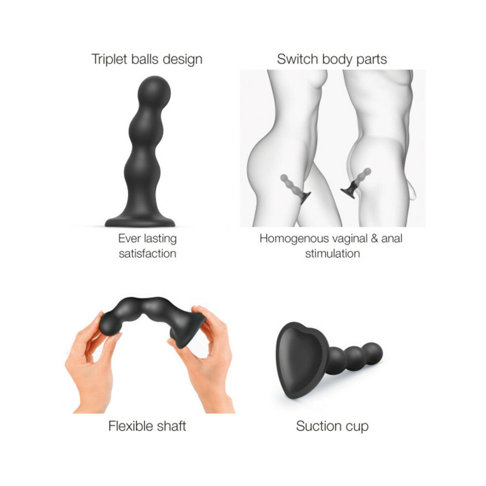 Lovely Planet Hybrid Collection Silicone Dildo Plug Balls – Black – Large