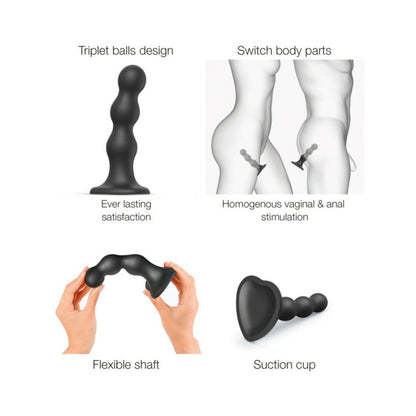 Lovely Planet Hybrid Collection Silicone Dildo Plug Balls – Black – Large