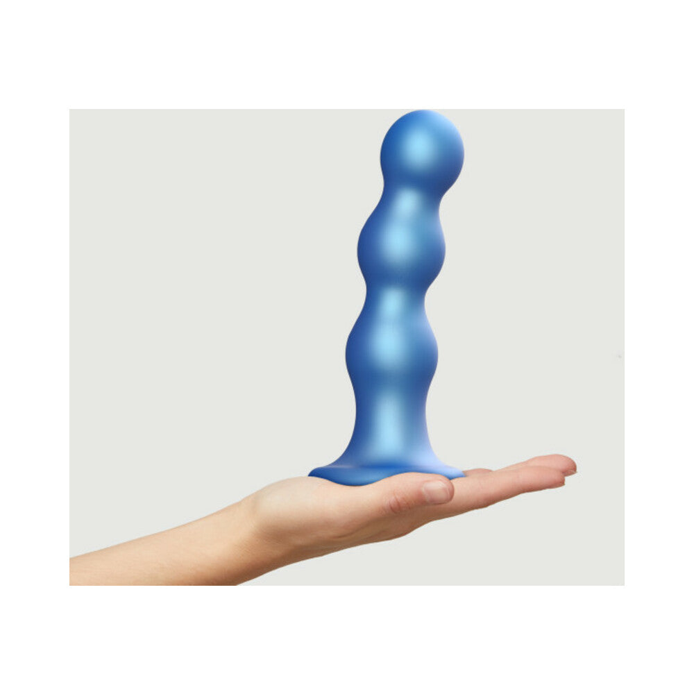 Strap-On-Me Hybrid Collection Silicone Dildo Plug Balls - Metallic Blue - X-Large