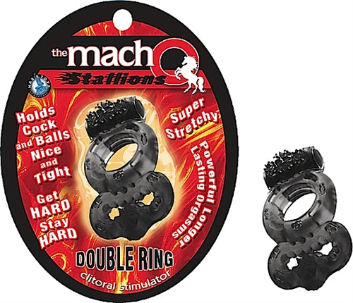 Nasstoys Macho Stallions Double-Ring Vibrating Cock Ring - Black