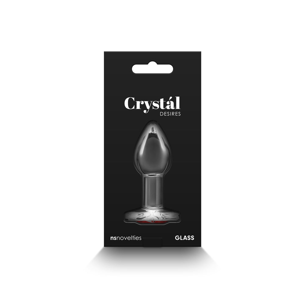 Crystal Desires Red Heart Gem Glass Plug – Small, Clear