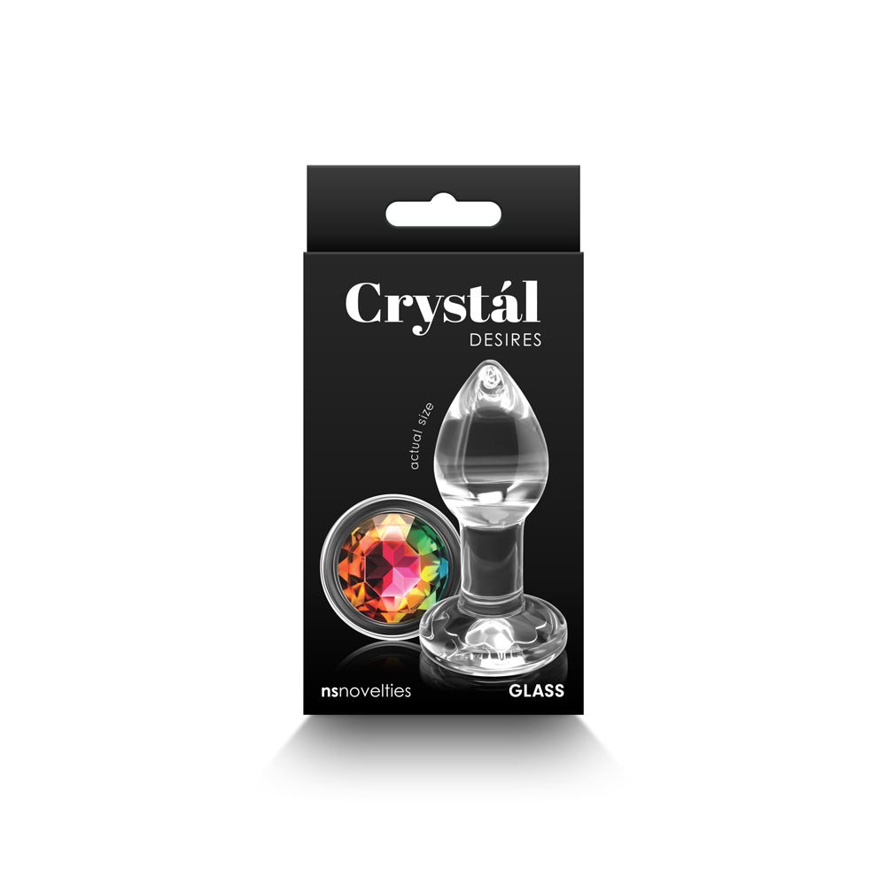 Crystal Desires Rainbow Gem Glass Plug Small – Clear Glass with Multi-Colored Gems