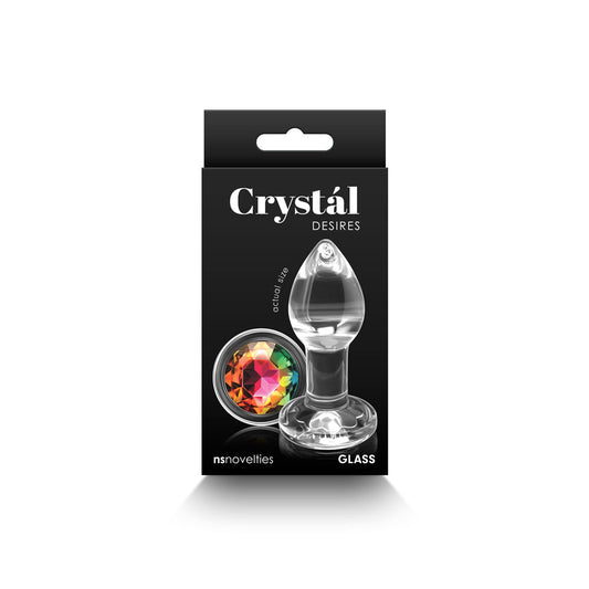 Crystal Desires Rainbow Gem Glass Plug Small – Clear Glass with Multi-Colored Gems