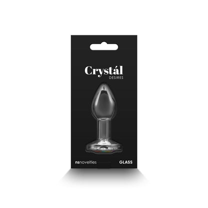 Crystal Desires Rainbow Gem Glass Plug Small – Clear Glass with Multi-Colored Gems